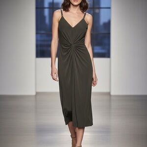 Michael Kors Collection Dark Olive Midi Dress